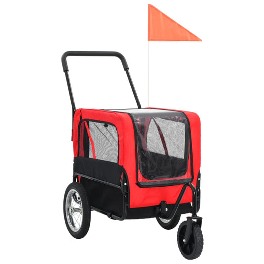 vidaXL Dog Bike Trailer Foldable Stroller 2-in-1 Function Dog Cart for Bike-0
