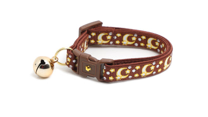 Gold Moons and Stars on Brown Cat Collar